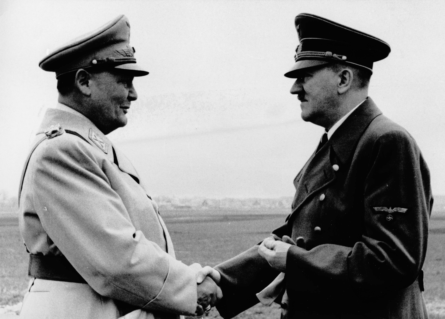Marshall Goring congratulates Adolf Hitler for his 55th birthday near Schloss Klessheim